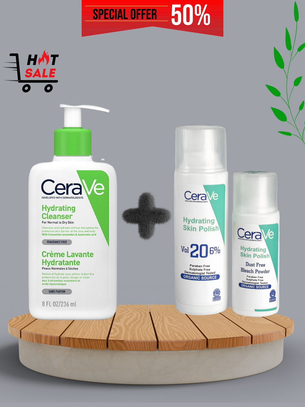 CeraVe 2-Step Skincare Kit | Hydrating Cleanser + Skin Polish